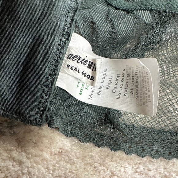 Aerie Real Good Lace Bralette Women’s Medium Green Wireless Crop Top - Picture 5 of 6